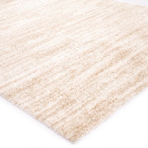 Abstract Shag Beige 7 ft. x 9 ft. Area Rug