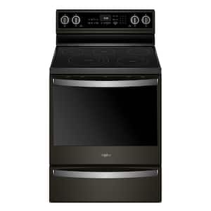 6.4 cu. ft. Smart Electric Range with Air Fry With Connection in Fingerprint Resistant Black Stainless