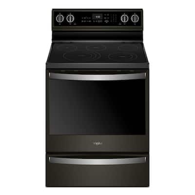 6.4 cu. ft. Smart Electric Range with Self-Cleaning Oven in Fingerprint Resistant Black Stainless