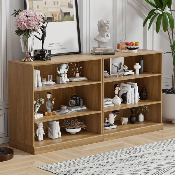 Lirago 62 in. Tall Natural Color Wood 4-Shelf Standard Bookcase