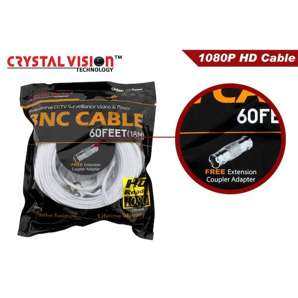 60 ft. Premium 1080p HD Ready BNC Video Power Extension Cable Universal  Compatible with All Brands