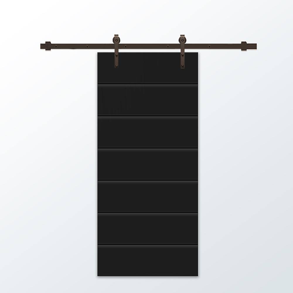30 in. x 96 in. Black Painted Composite MDF Paneled Interior Sliding Barn Door with Hardware Kit price history on PriceWatchPro