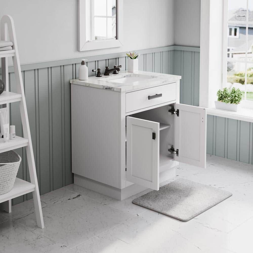 Hartford 30'' White Single Sink Vanity with Marble Top