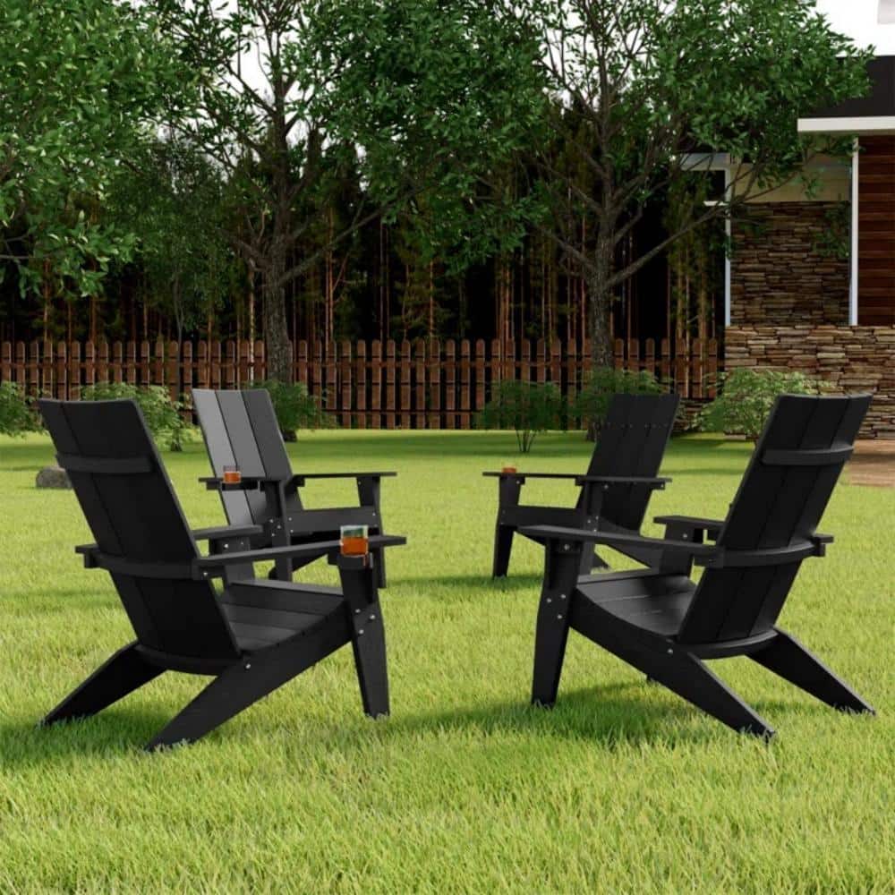 Mximu Black Weather Resistant Plastic Outdoor Patio Adirondack