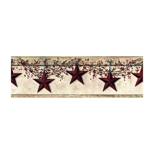 York Wallcoverings Best of Country Hanging Star Border Off White/Khaki Wallpaper Border