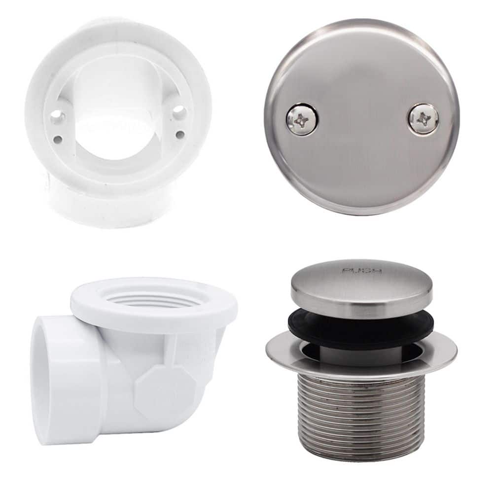 Sch. 40 PVC 1-1/2 in. Course Thread Plumber's Pack Tip-Toe Bathtub Drain with Two-Hole Elbow, Satin Nickel price history on PriceWatchPro