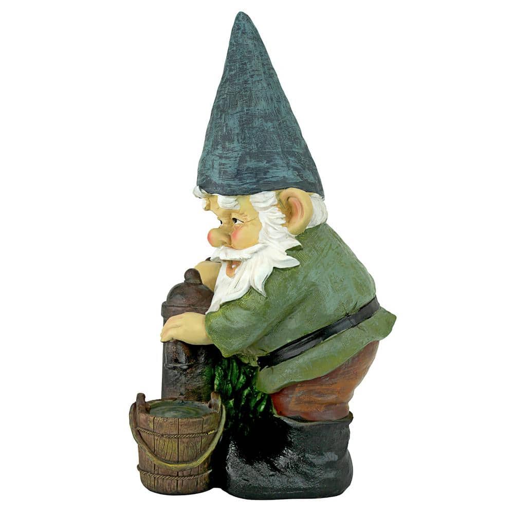 Hand-Painted Green and Brown Resin Garden Gnome Statue
