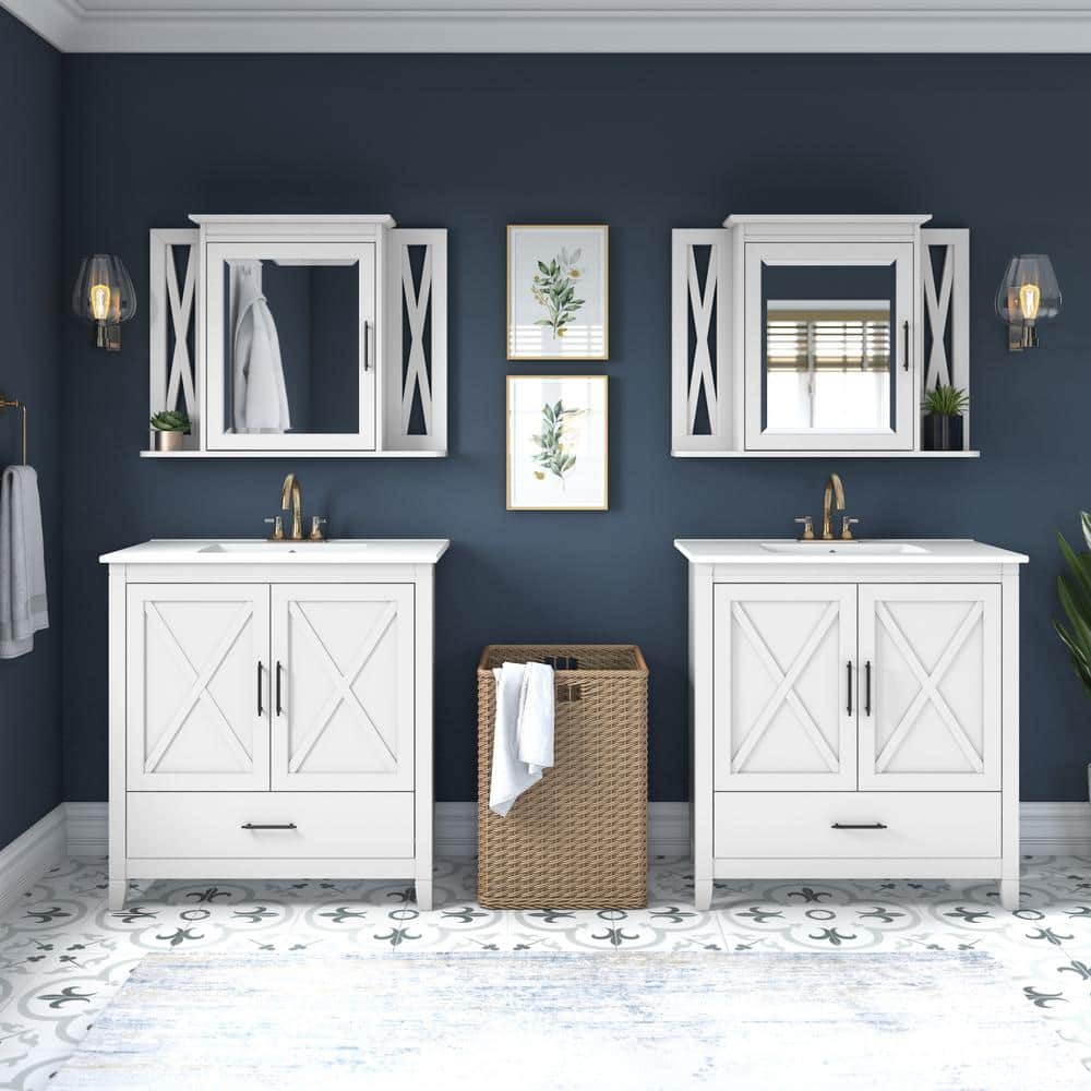 Key West White Ash 32" Bathroom Vanity with Ceramic Sink