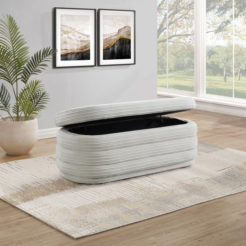 Clifford Taupe Cord Fabric 48.5 in. Storage Bedroom Bench