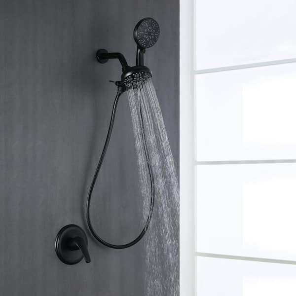 Single-Handle 5-Spray Round High Pressure Shower Faucet in Matte Black (Valve Included)