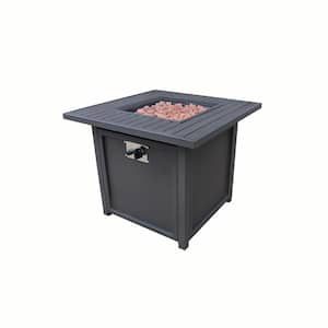 30 in. Brown Square Metal Fire Pit Table