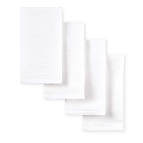 MARTHA STEWART Honeycomb Modern Farmhouse 19 in. W x 19 in. H White Cotton Napkins (Set of 4)