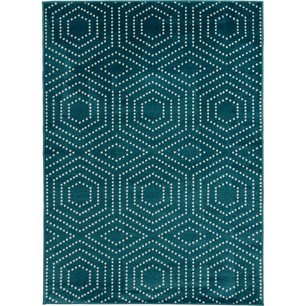 LOOMAKNOTI Tecopa Valeria Teal 7 ft. 10 in. x 9 ft. 10 in. Geometric