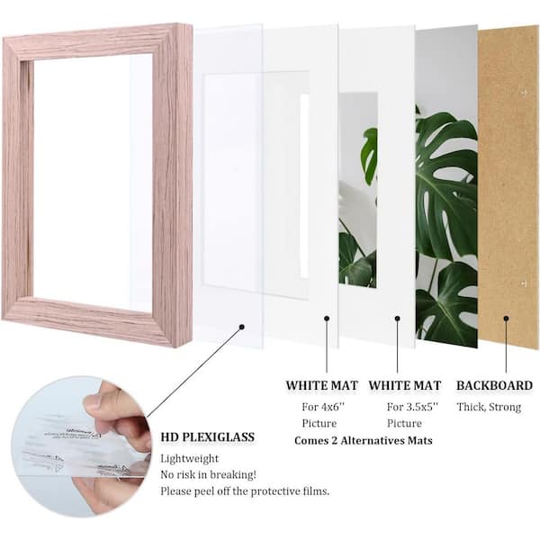 5x7 Peach Pink Wood Hanging Picture Frame Set of 4 Y02314 - The