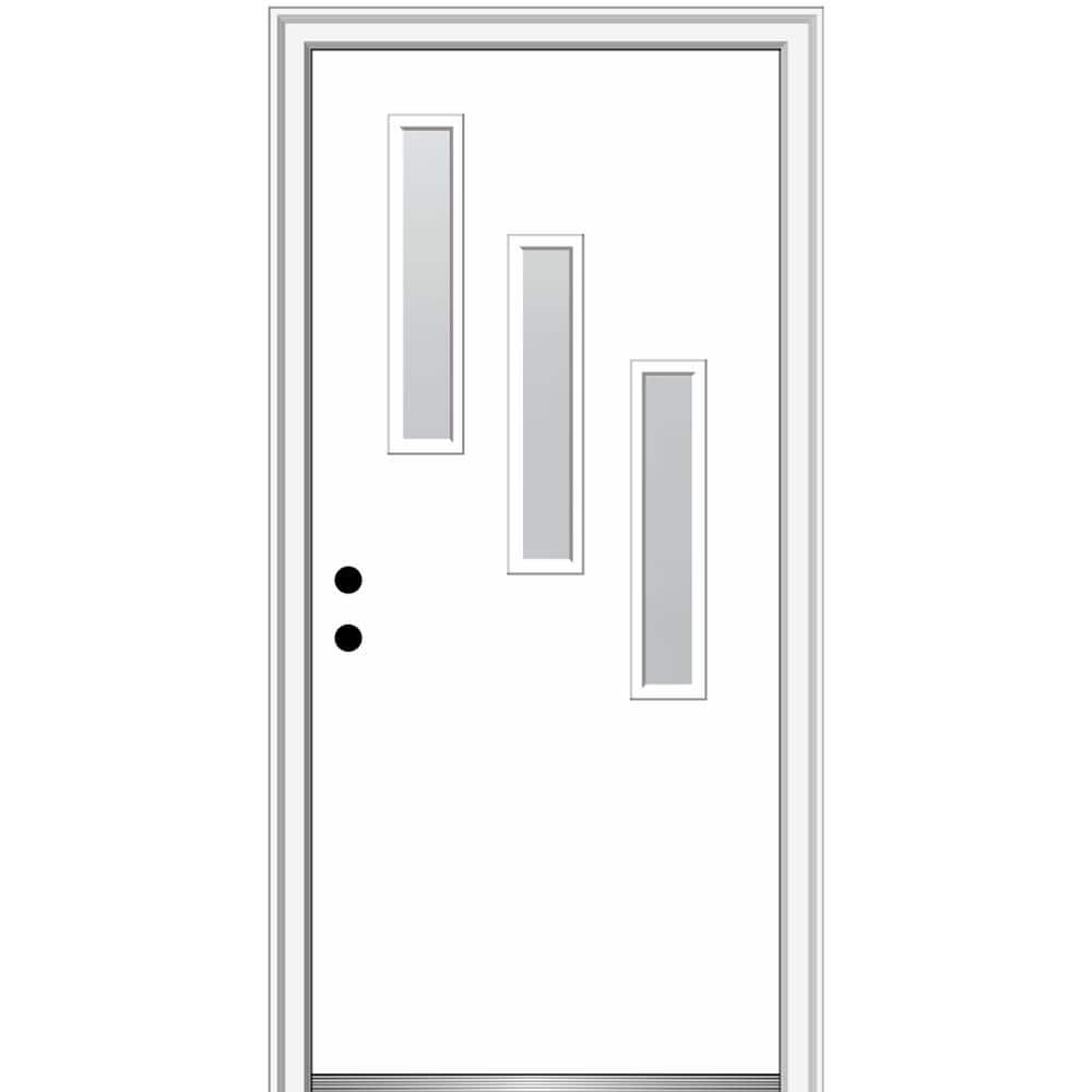 Davina 36 in. x 80 in. Right-Hand Inswing 3-Lite Frosted Glass Primed Fiberglass Prehung Front Door on 6-9/16 in. Frame price history on PriceWatchPro