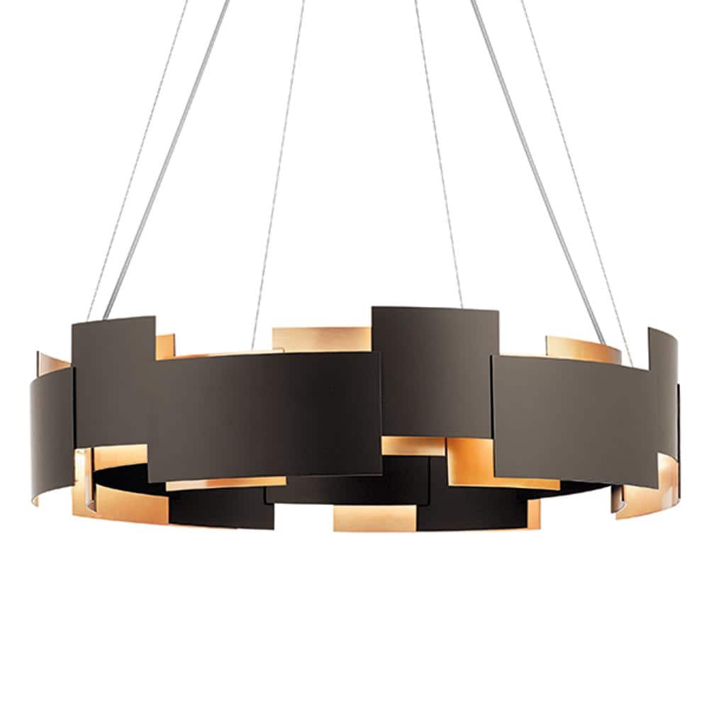 Satin Nickel 26.5" Modern LED Drum Pendant with Black Shade
