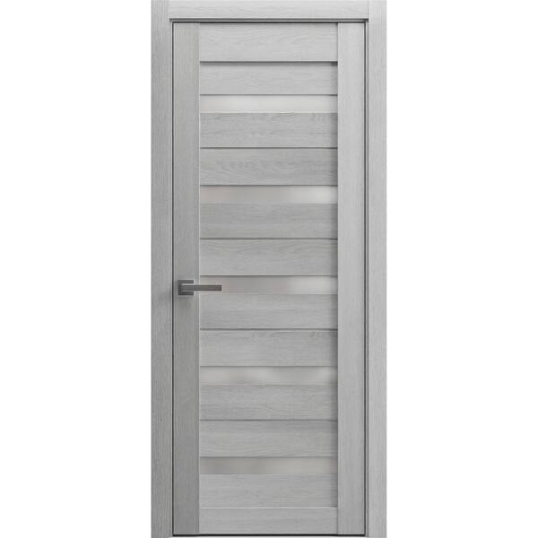 4445 30 in. x 80 in. Left-Hand/Inswing Solid Frosted Glass Light Grey Oak Single Prehung Interior Door with Hardware