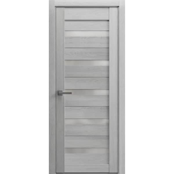 Sartodoors 4445 42 in. x 96 in. Right-Hand/Inswing Solid Frosted Glass Light Grey Oak Single Prehung Interior Door with Hardware