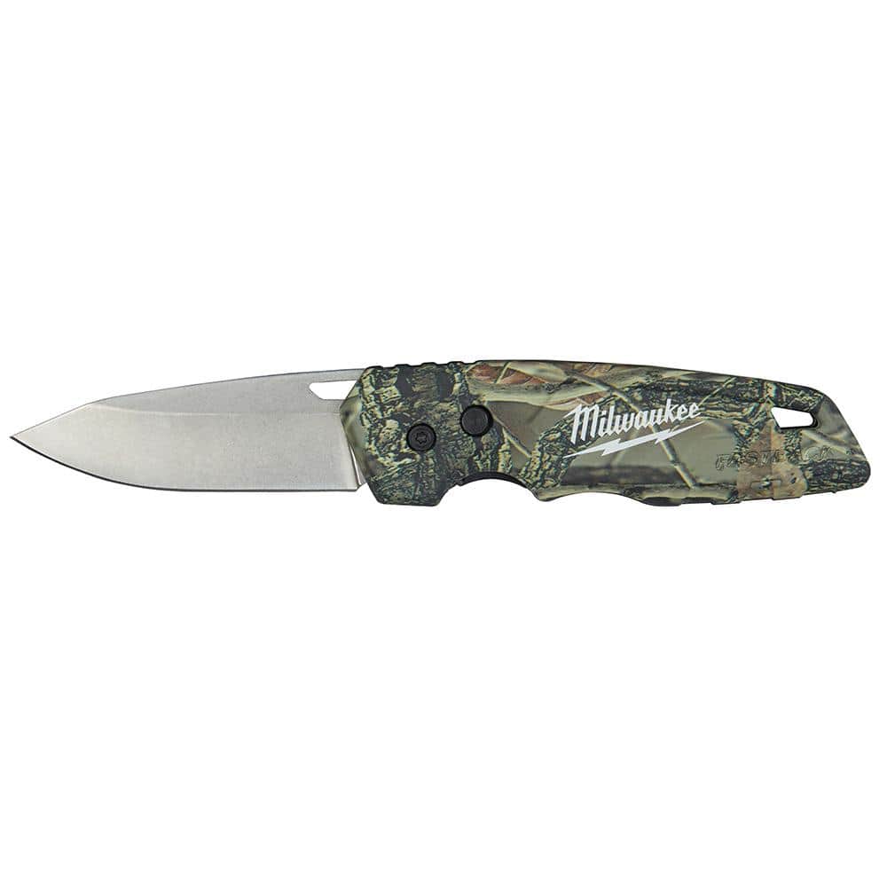 franja grieta Sierra Milwaukee FASTBACK Camo Stainless Steel Folding Knife with 2.95 in. Blade  48-22-1524 - The Home Depot