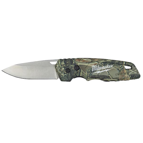 Milwaukee FASTBACK Camo Stainless Steel Folding Knife with 2.95 in. Blade