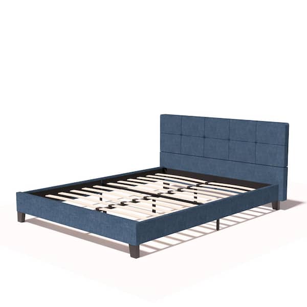 Unbranded Simple Life 63 in. Queen Size Metal Frame Platform Bed with Linen Upholstered Headboard