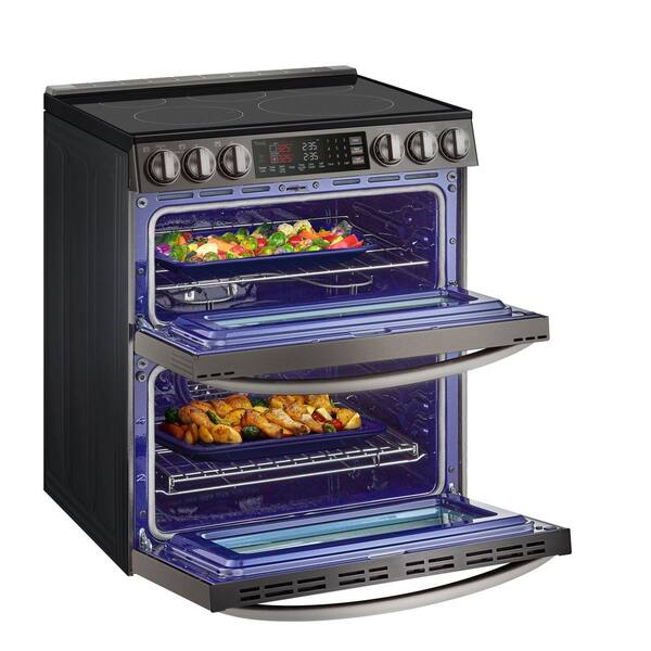 lg double oven electric range black stainless