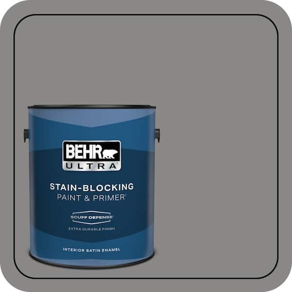 BEHR ULTRA 1 gal. #PPU26-04 Falcon Gray Extra Durable Satin Enamel Interior Paint & Primer