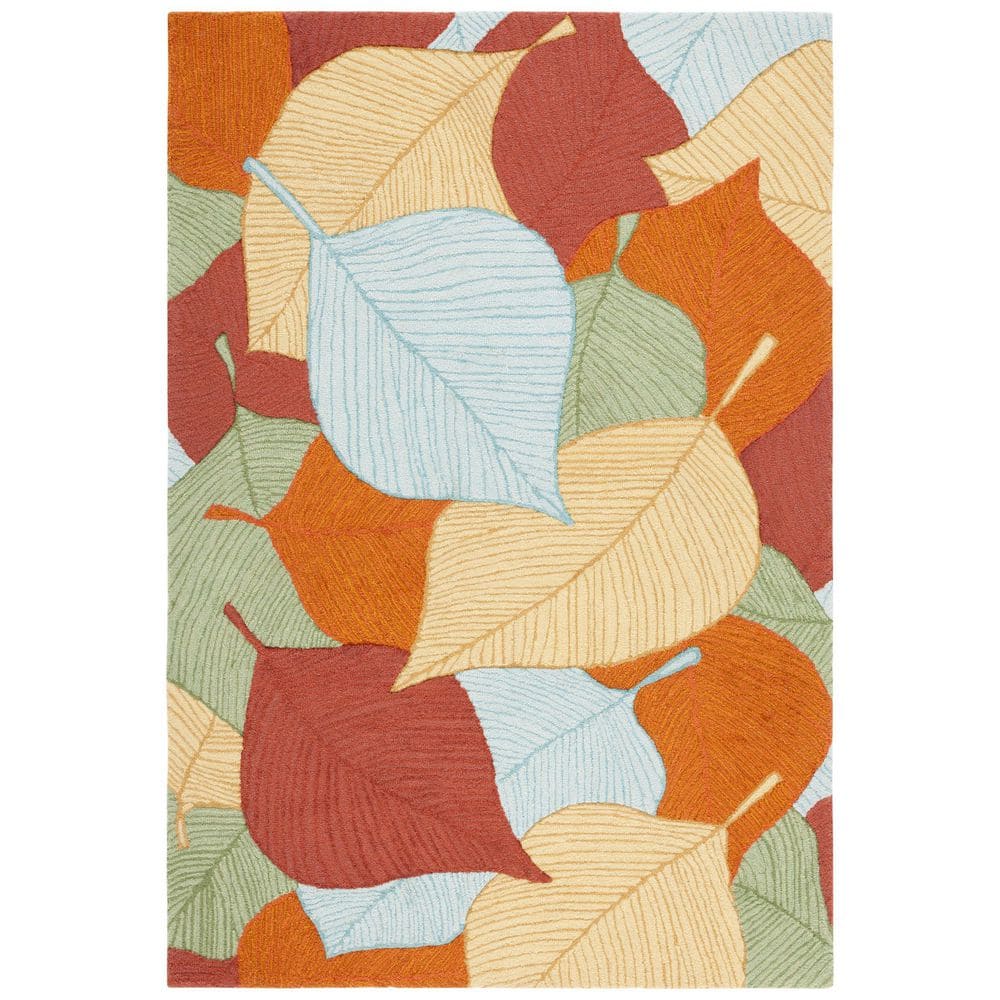 Easy Care 4 ft. x 6 ft. Rust/Green Oversized Leaves Area Rug price history on PriceWatchPro