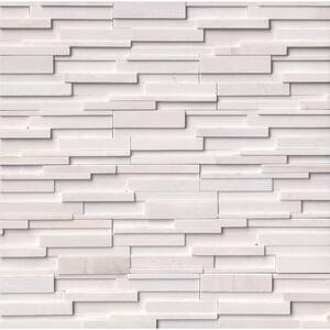 Artic White 3D Ledger Panel 6 in. x 24 in. Honed Marble Stone Look Wall Tile (60 sq. ft./Pallet)