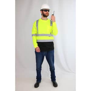 Men's 2X-Large High Visibility Black/Yellow ANSI Class 3 Polyester Long-Sleeve Safety Shirt with Reflective Tape