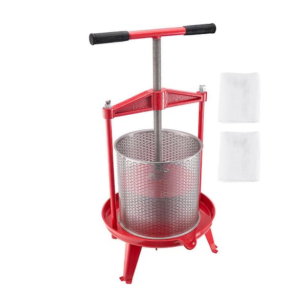 3.69Gal/14L Fruit Wine Press, Stainless Steel Basket with Cross-Beam, Manual Cider & Juice Maker with T-Handle for Apple