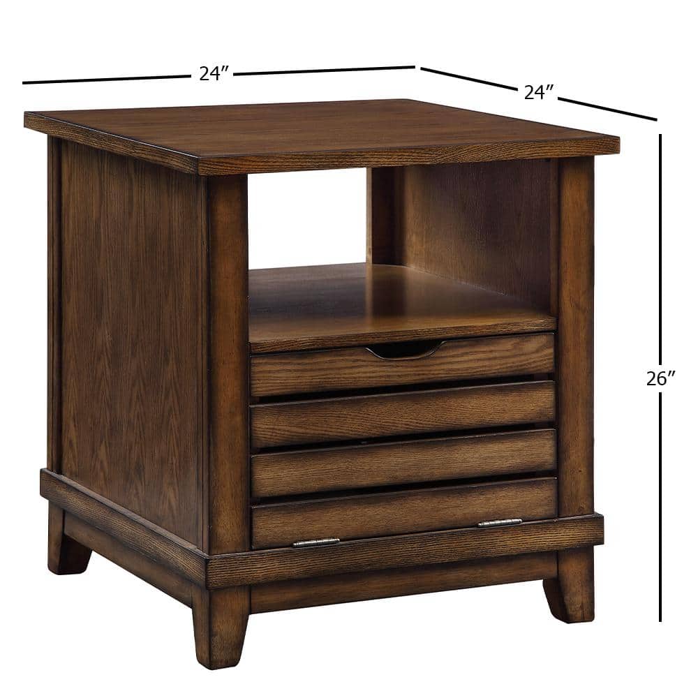 Gabriella Medium Oak Square End Table with Storage