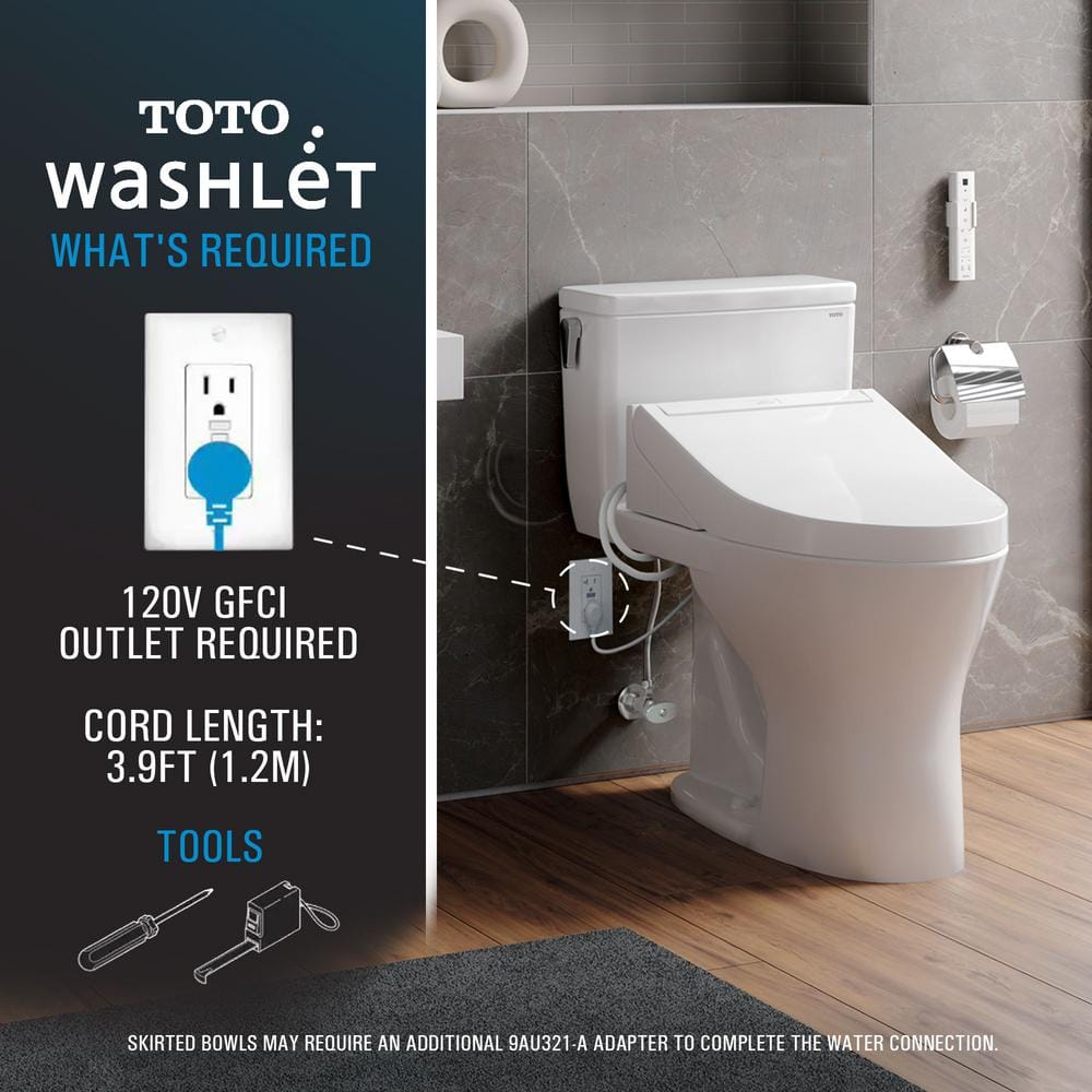 TOTO A2 Washlet Elongated Electronic Bidet Toilet Seat with Warm Water Cleansing, Cotton White SW3004#01