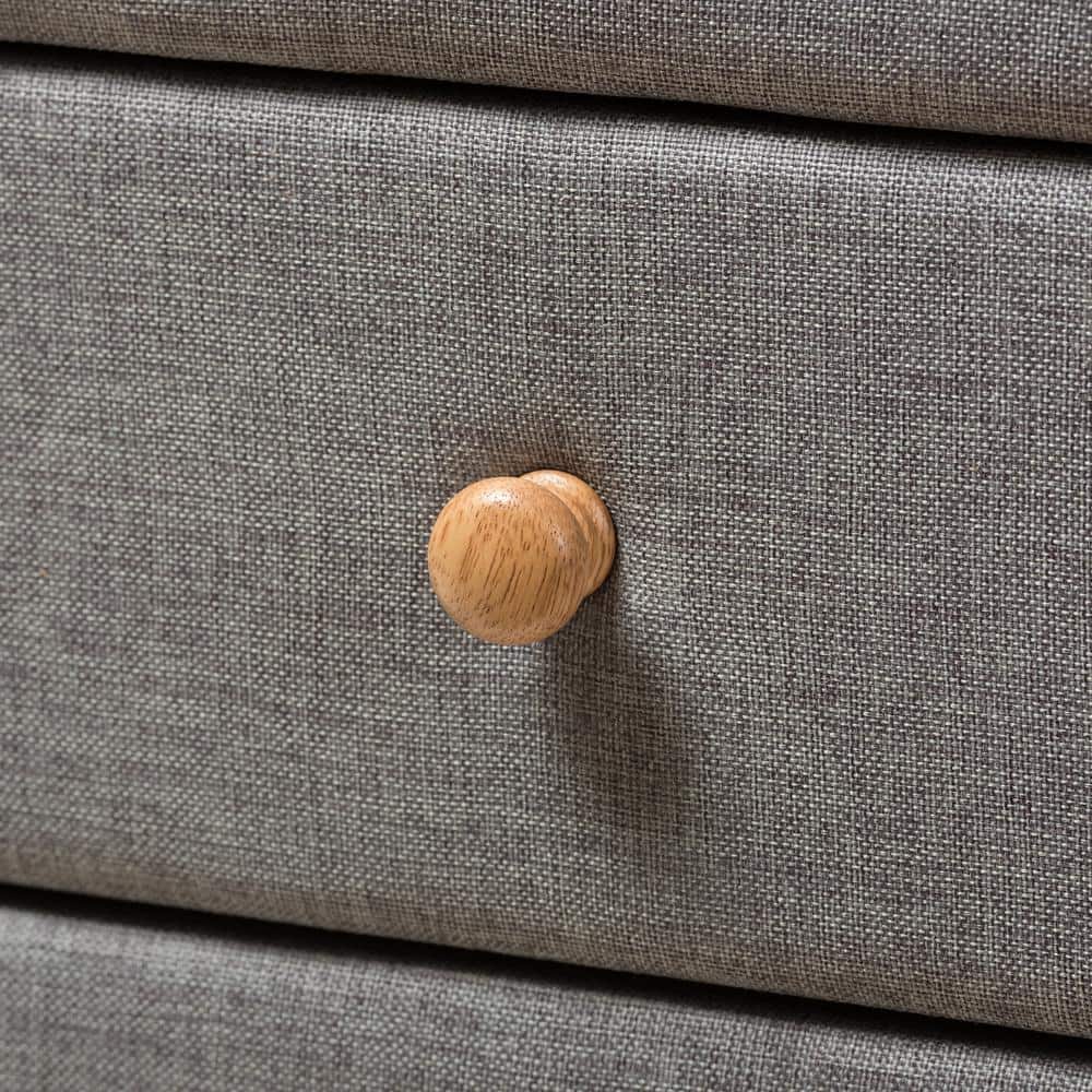 Jonesy Mid-Century Grey Fabric 2-Drawer Nightstand