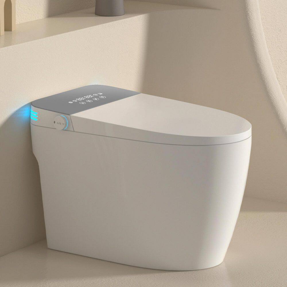 Tankless Elongated Smart Bidet Toilet, 1.28GPF w/Voice Control Automatic Fl