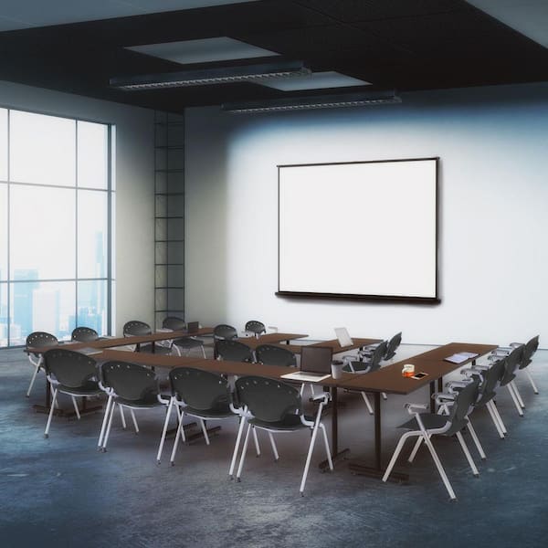 Rico Plastic Classroom Training Office Stack Chair in Black with Arms-4 Pack