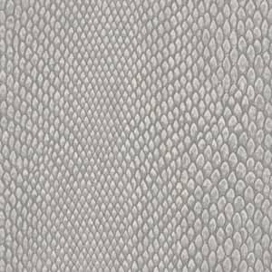 Silver Snake Print Textured Machine Washable, 57 sq. ft. Non-Woven Non- Pasted Double Roll Wallpaper