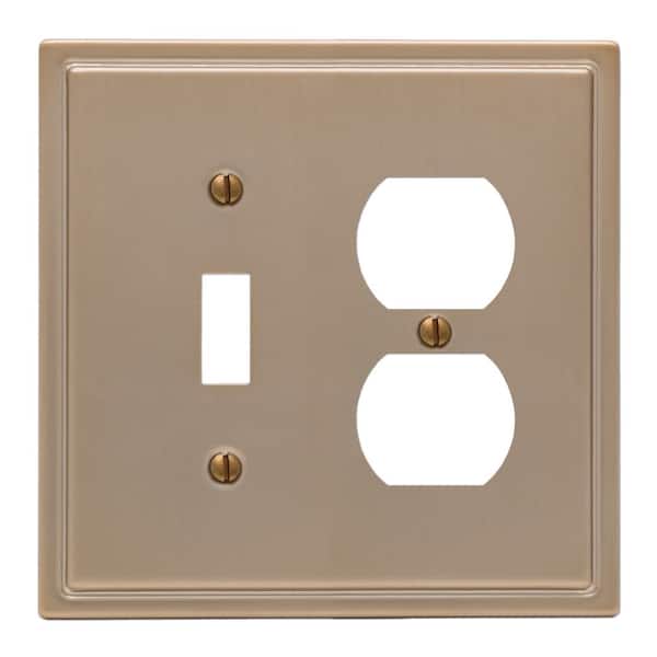 AMERELLE Moderne 2 Gang 1-Toggle and 1-Duplex Steel Wall Plate - Brushed Bronze