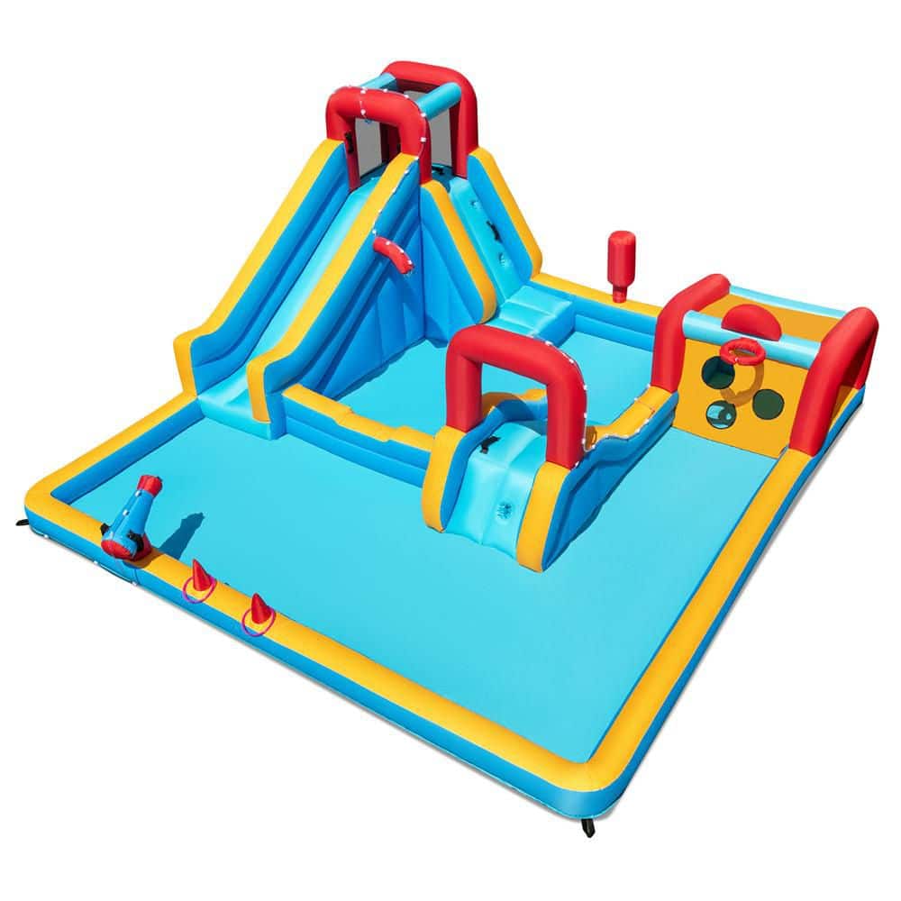 Inflatable Double Water Slide Park 9-in-1 Giant Bounce House with Climbing Wall Blower Excluded price history on PriceWatchPro