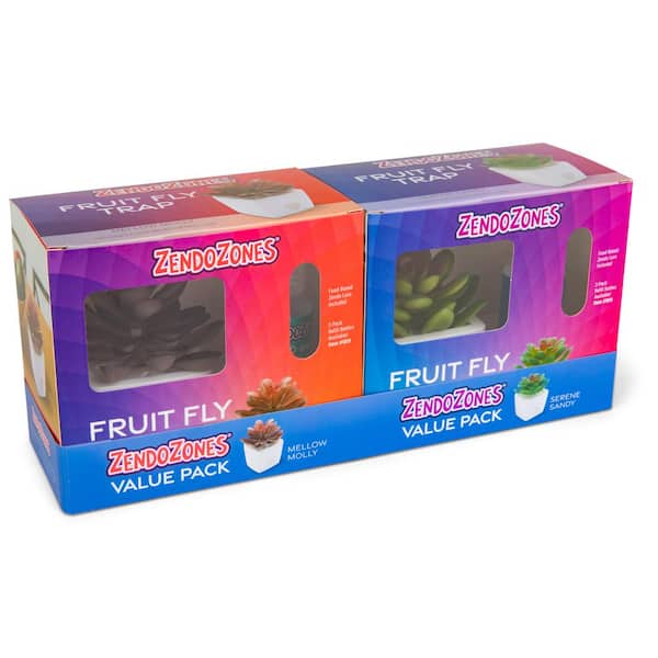 ZendoZones Fruit Fly Trap Bundle, Mellow Molly and Serene Sandy (2-Pack)
