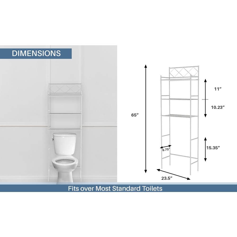Silver Metal 3-Shelf Over-the-Toilet Storage Organizer