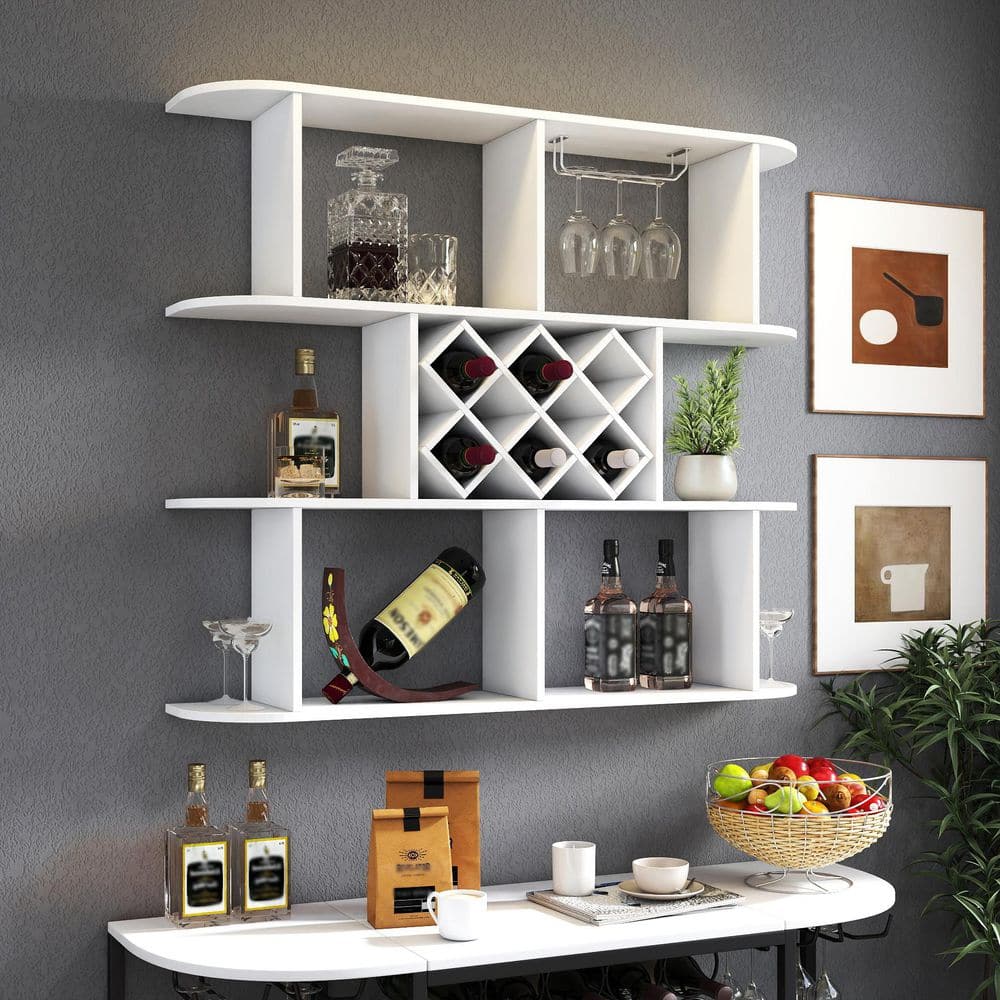 GQB Large Tier Wall Mounted Multifunctional Wooden Wine Rack
