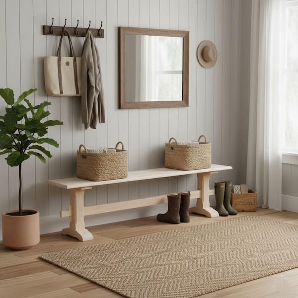 International Concepts Unfinished 72 in. W Live Edge Trestle Bench