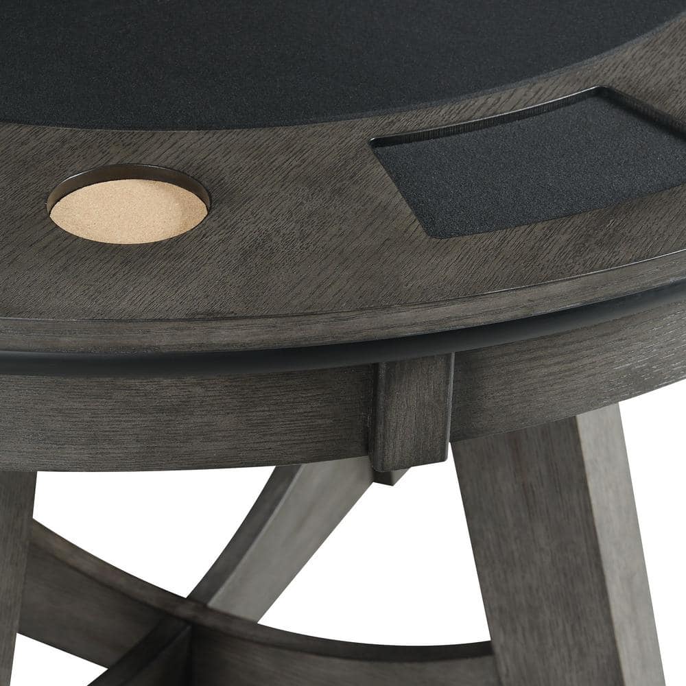 Contemporary Modern 48" Gray Round Game Table with Storage