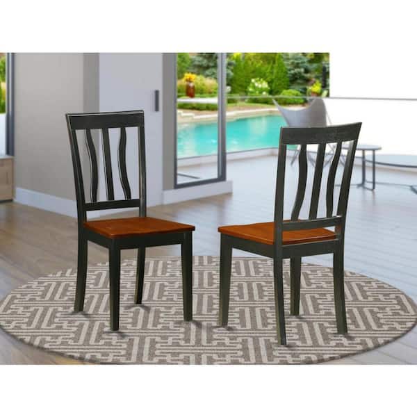 HOME IMPORTS EMPORIUM Black and Cherry Wooden Seat Slat Back Dining Chair (Set of 2)