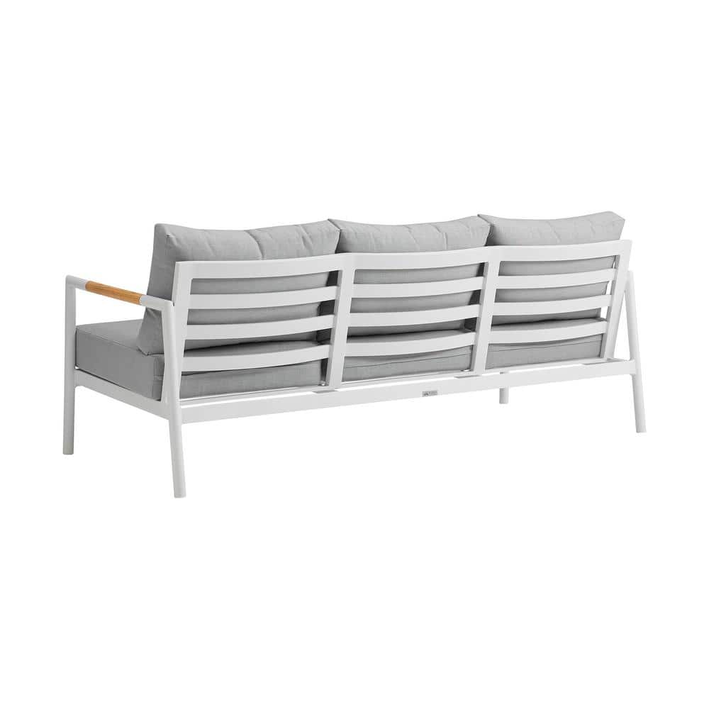 Royal 4-Piece White Aluminum Teak Outdoor Seating Set