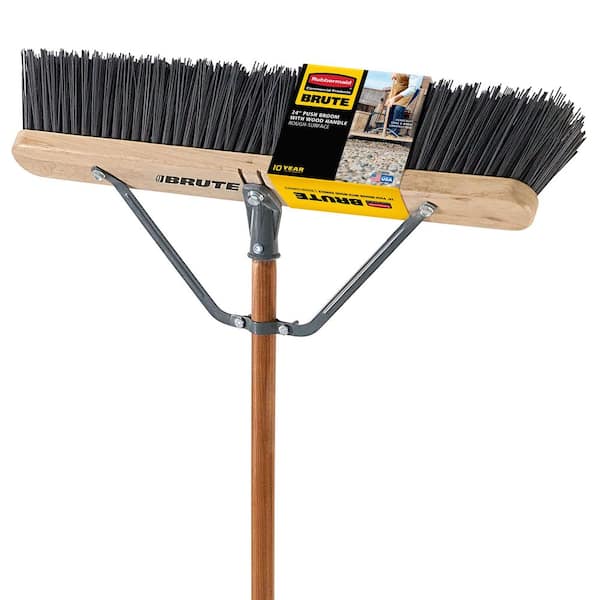 BRUTE 24 in. Rough Surface Push Broom with Wood Handle