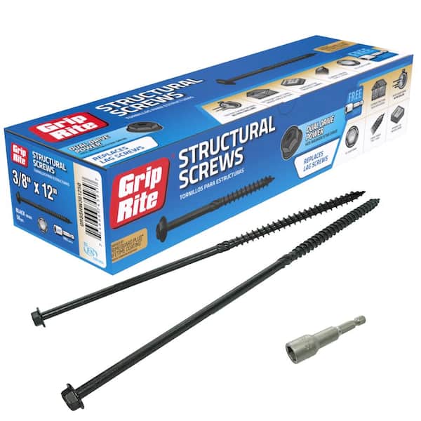 Grip-Rite 3/8 in. x 12 in. Dual Drive Washer Head Structural Screws 50 per Box