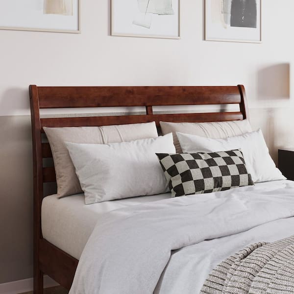 AFI Savannah Walnut Brown Solid Wood Full Headboard with Attachable Charger