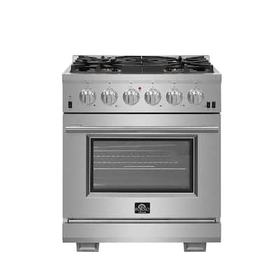 Capriasca 30 in. 4.32 cu. ft. Gas Range with 5 Gas Burners Oven in Stainless Steel